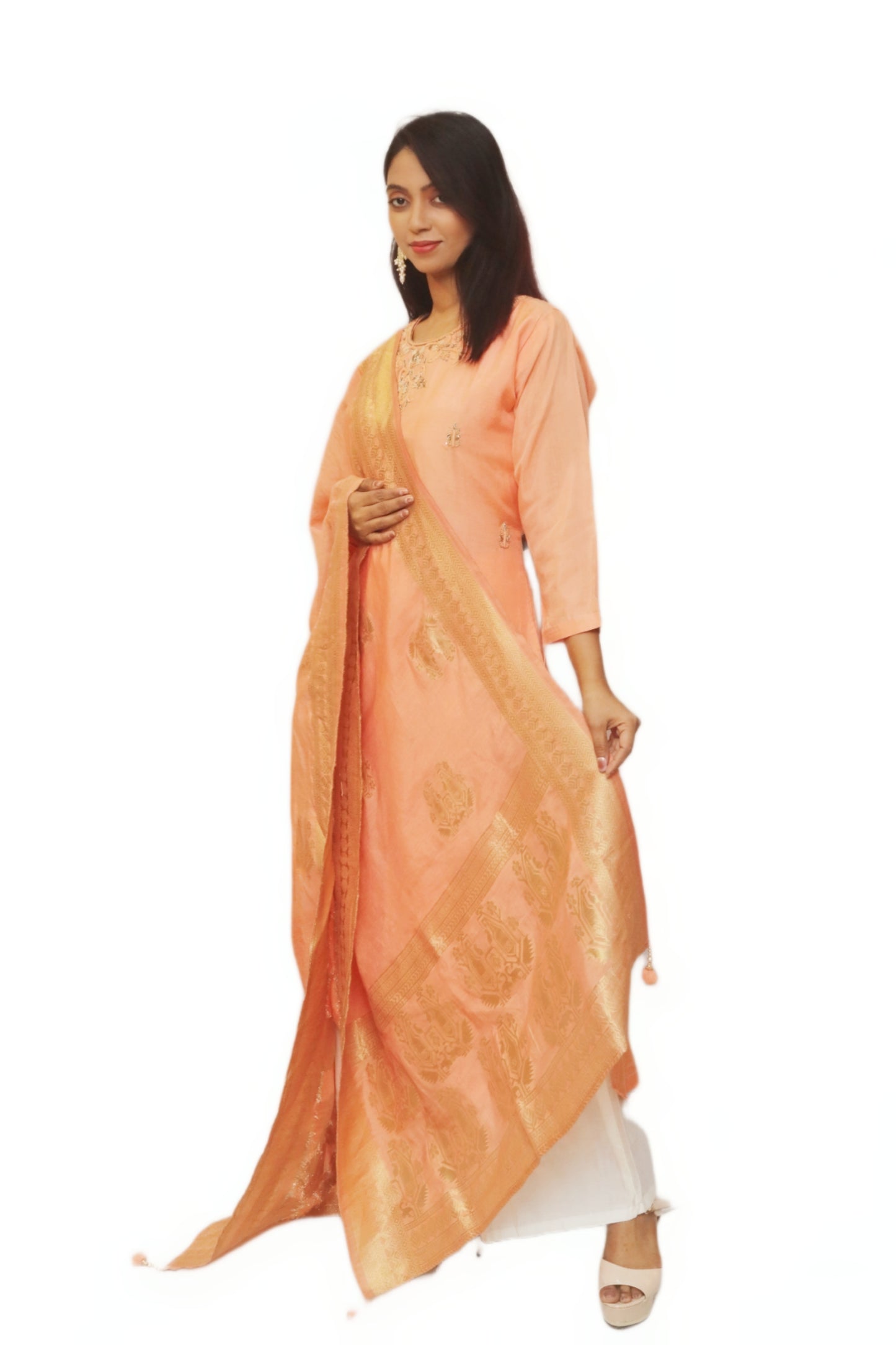 Orangish Peach Kurta Set