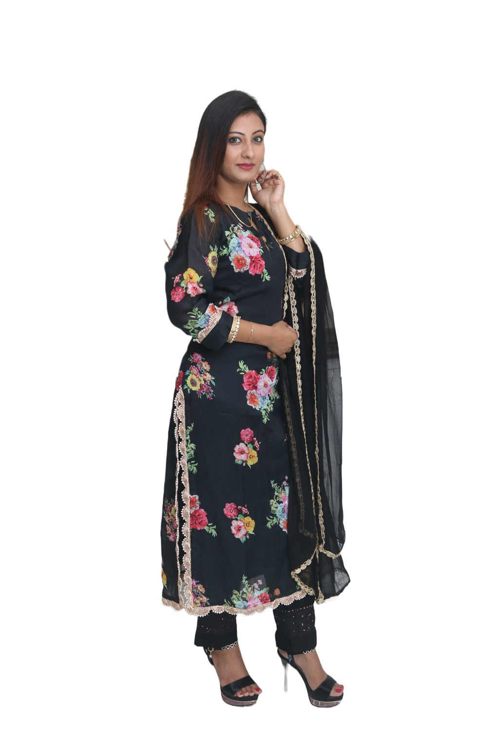 Satin silk kurti set