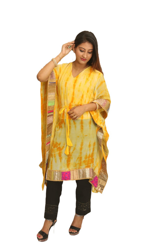 yellow silk kurti