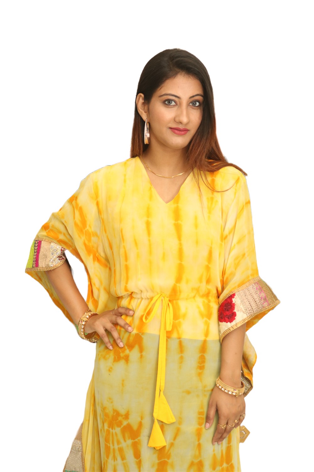 Yellow silk kurta set
